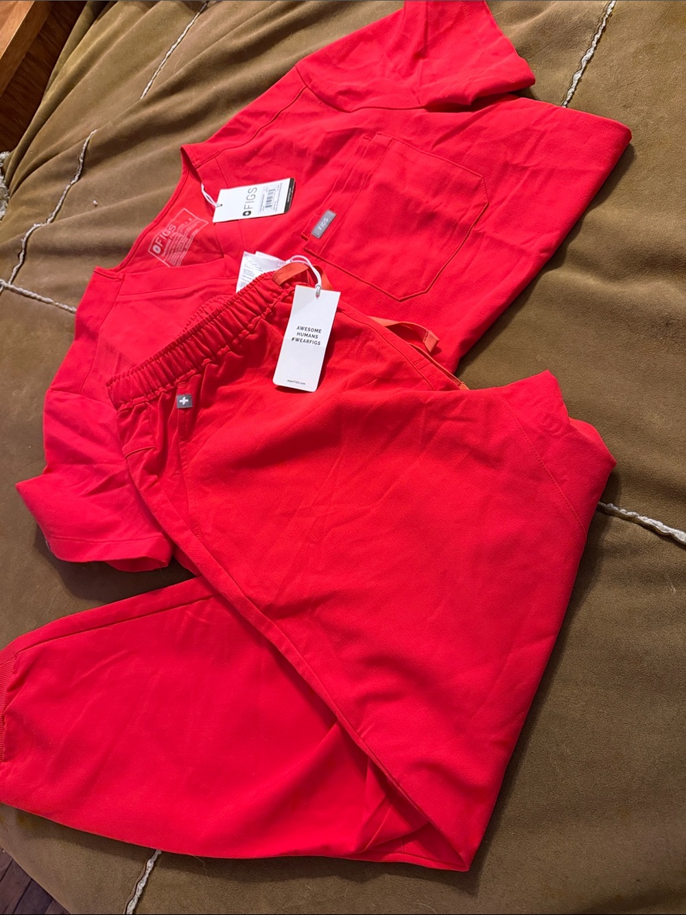 Figs Women's Red Track Pants & Top Set